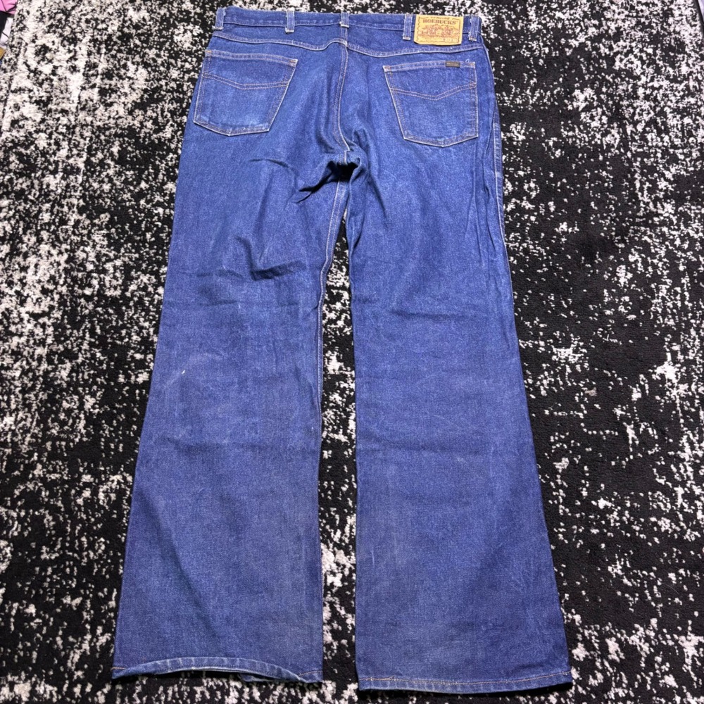 Vintage Sears Roebucks Mens Bootcut Jeans Blue Denim Made in USA 36 Workwear